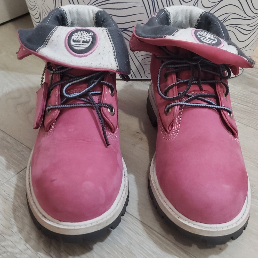 Pink Rolltop Timberlands
